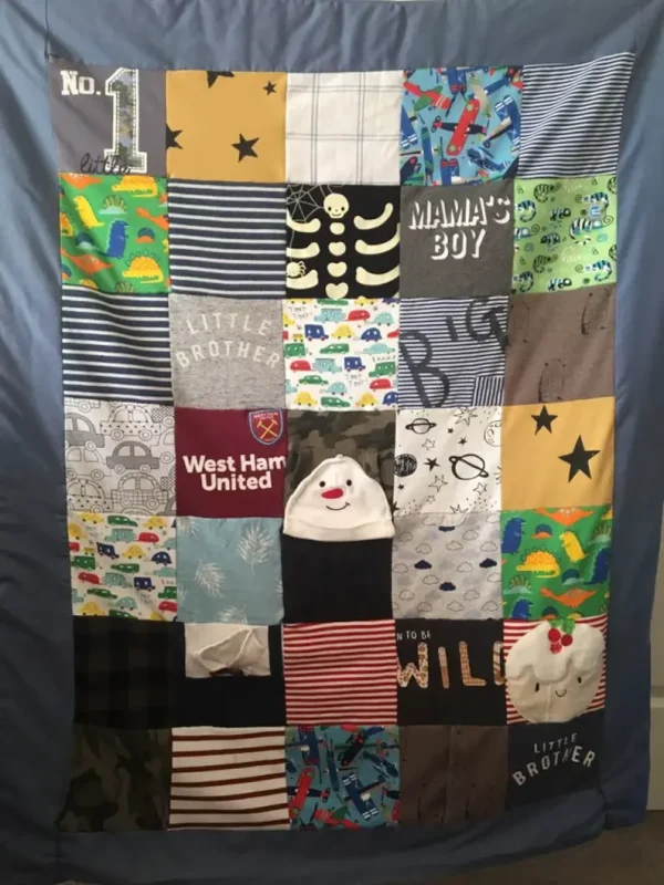 image of handmade memory quilt by tulips and trinkets