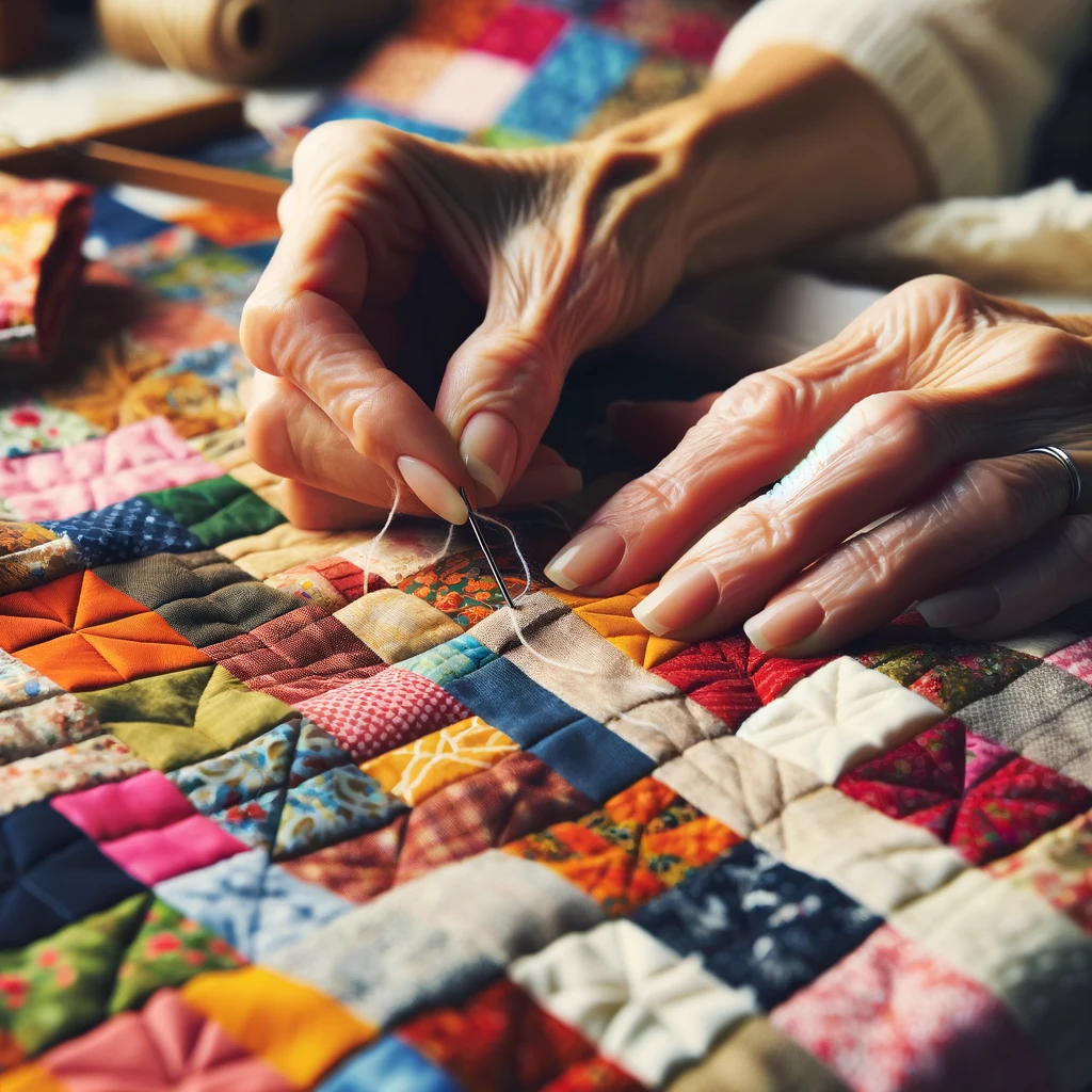 stitching a quilt